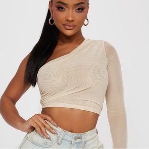 NWT! Tan Mesh Top